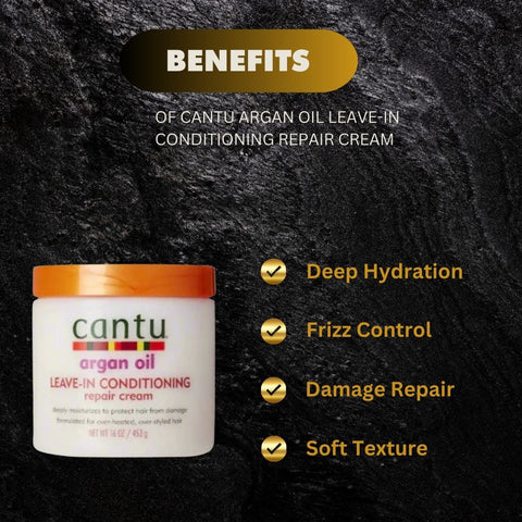 Cantu Argan Leave-In Conditioning Repair Cream 16oz | 453g