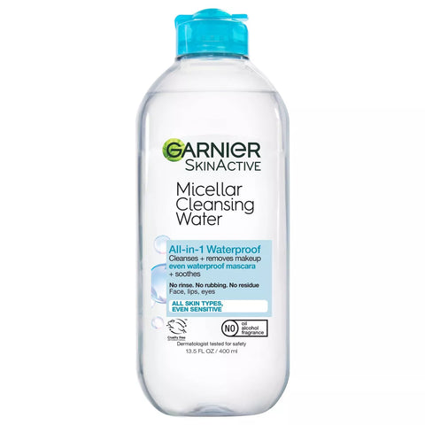 Garnier Micellar Water Waterproof Makeup Remover and Facial Cleanser 13.5 Fl Oz 400ml
