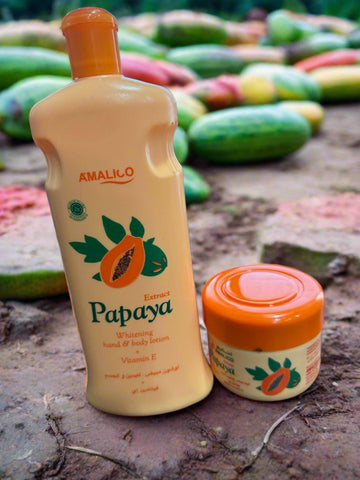 Amalico Papaya Whitening Hand & Body Lotion With Vitamin C  600 ML + Jar Cream 250ml