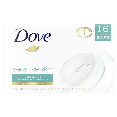 Dove Sensitive Skin Beauty Bar 4oz 16 Bar